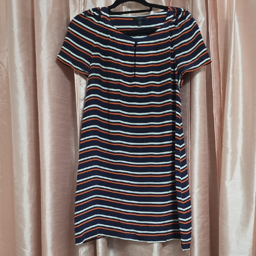J. Crew Striped Mini Dress in Navy, Red, and White